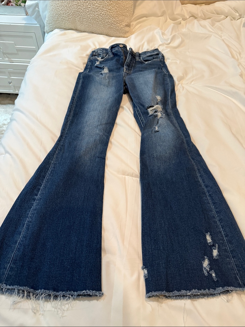 Flying Monkey Dark Blue Distressed Flare Jeans
